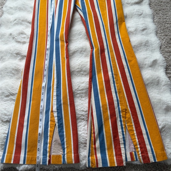 Free People Real Deal Colorful Hippie Retro Stretch Striped Flare Pants-M - Picture 12 of 15